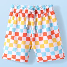 Babyhug Cotton Knit Mid Thigh Length Checkered Shorts - White-image-42