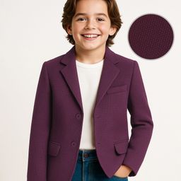 Pine Kids Knit Full Sleeves Solid Color Blazer - Wine-picture-48