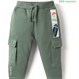 Babyoye Eco Conscious 100% Cotton Knit Full Length Lounge Pant with Pocket Detailing & Skating Print - Olive Green-image-97