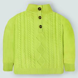 Cherry Crumble By Nitt Hyman Viscose Full Sleeves Cable Knit Designed Sweater - Neon Green-picture-10
