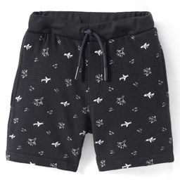 Evimo Single Jersey Knit Knee Length Shorts with Airplane - Charcoal Grey-image-69