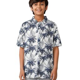 Under Fourteen Only Half Sleeves Rayon Palm Trees Printed Shirt - Navy Blue-picture-44