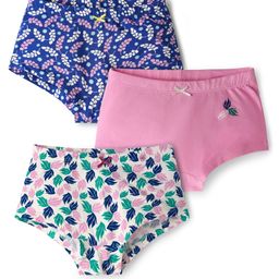 Pine Kids Cotton Elastane Knit Panties with Floral Print Pack of 3 (Colour May Vary)-picture-34