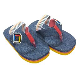 yoyo Abstract Patch Detailed Flip Flops - Blue-image-28
