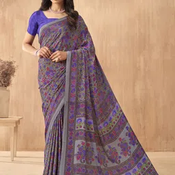 Mitera Floral Poly Crepe Bagru Saree-image-46