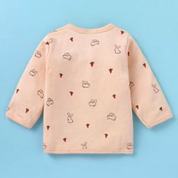 Tango Interlock Knit Full Sleeves Front Open Night Suit with Bunny Print - Peach image 3