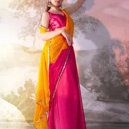 Mitera Colourblocked Sequinned Pure Georgette Saree with Embellished Border-17