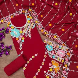Maroosh Floral Embroidered Sequinned Unstitched Dress Material-picture-30