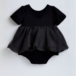 Hopscotch Baby Girls Black Ribbed Textured Onesie-image-31