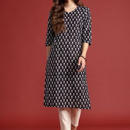 Anouk Indie-Florals Print Pure Cotton Straight Kurta-image-33