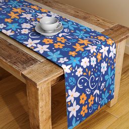 Alina decor Blue & Yellow Floral Digital Printed Table Runner-50