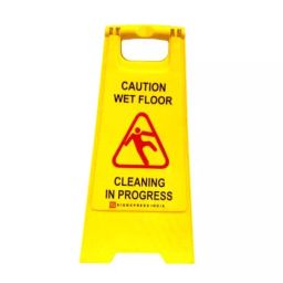 Signxpress India 61x30 cm Plastic Caution Wet Floor Cleaning in Progress Caution Sign Board Yellow (Pack of 3)-picture-29