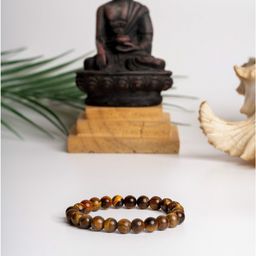 Look and Adorn German Silver Tiger Eye Beaded Elasticated Bracelet-image-70