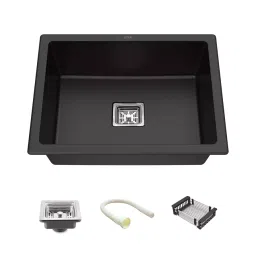 LIPKA 21x18x9 inch Matte Finish Quartz Single Bowl Kitchen Sink, QZSB07 - B-image-38