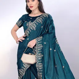 HERE&NOW Ethnic Motifs Embroidered Saree-picture-11