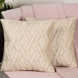 TANLOOMS Set Of 2 Cream Velvet Square Cushion Covers-image-26