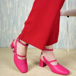 DressBerry Women Block Mules With Buckles-15