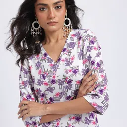 Anouk Floral Print Straight Kurta-image-90