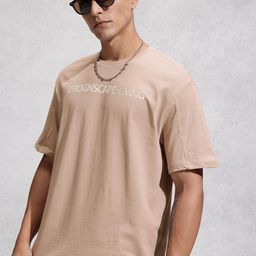 WROGN Typography Printed Drop-Shoulder Sleeves Pure Cotton Oversized T-shirt-picture-6