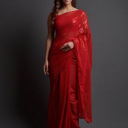 THE52 Embellished Sequinned Pure Georgette Saree-picture-35