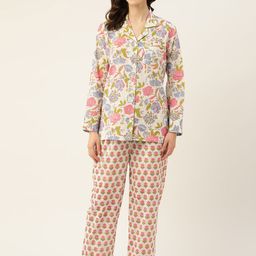 Jaipur Morni Printed Cotton Night suit with Eye Mask-image-51