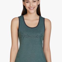 Amante Women Green Printed Lounge Tank T-shirt-image-37