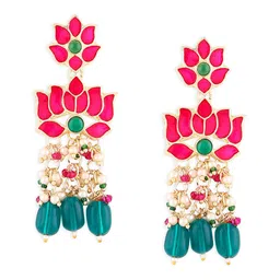Zaveri Pearls Gold-Plated Contemporary Drop Earrings image 3