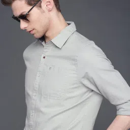 WROGN Men Grey Slim Fit Solid Casual Shirt-image-29