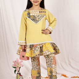 NEUDIS Girls Floral Printed Regular Kurta with Trousers-picture-40