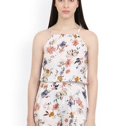 Cation White Floral Print Playsuit-26