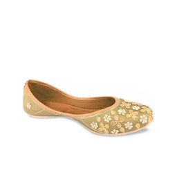 DESI COLOUR Women Olive Green Embellished Mojaris-9