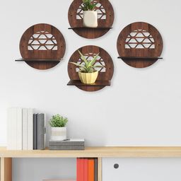 RANDOM Brown Set of 4 MDF Basic Wall Shelves-9