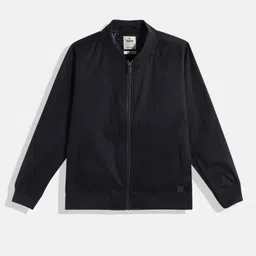 WROGN YOUTH Boys Navy Blue Solid Pure Cotton Bomber Jacket-image-31