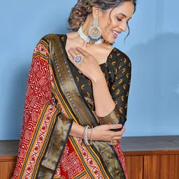 KALINI Ajrak Block Designer Block Print Saree image 2