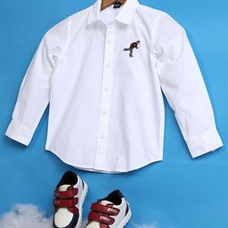Hoop Boys Spread Collar Solid Cotton Slim Fit Casual Shirt-image-74