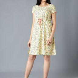 AURELIA Yellow Floral Chiffon Empire Dress-image-13