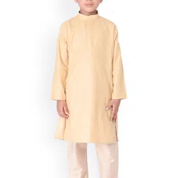 TABARD Boys Beige Solid Cotton Kurta with Pyjamas-picture-24