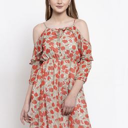 Gipsy Women Red Printed Fit and Flare Dress-image-54