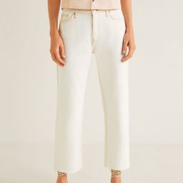 MANGO Women Off-White Straight Fit Mid-Rise Clean Look Cropped Jeans-image-68