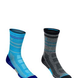 TEGO Unisex Pack of 2 Blue & Black Patterned Cotton Calf-Length Socks-image-19