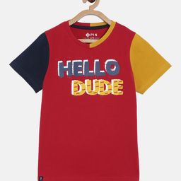 3PIN Boys Red Printed Round Neck T-shirt-image-91