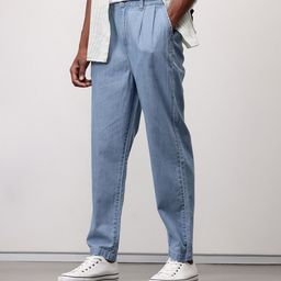 ether Men Chambray Pleated Trousers-image-15