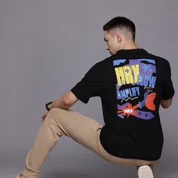 HRX by Hrithik Roshan Graphic Typography Placement Print Regular Fit T-shirt-picture-11