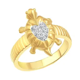 Vighnaharta Gold-Plated CZ-Studded Turtle Ring-14