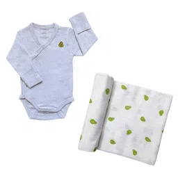 Masilo Kids Solid Organic Cotton Bodysuit with Printed Swaddle-image-38