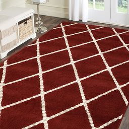 PRESTO Maroon & Beige Printed Hand-Tufted Anti-Skid Polyester Carpet-51