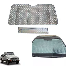 Auto Pearl F125 Dashboard Sun Shade Cover with Suction Cup for Maruti Suzuki Gypsy MG-410 (Grey)-18