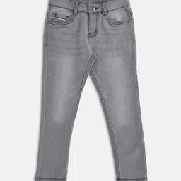 Pantaloons Junior Boys Grey Tapered Fit Light Fade Jeans-picture-6