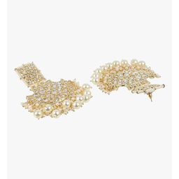 anouk AnoukArtificial Gold-Plated Stones Studded and Beaded Crescent Shaped Chandbalis image 2