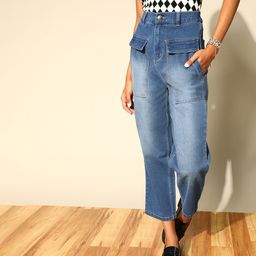 plusS Women Stunning Blue Straight Fit Stretchable Jeans-28